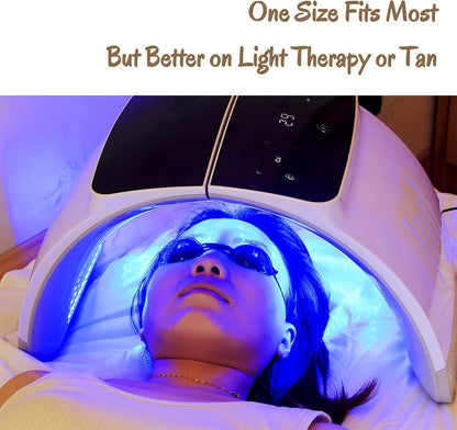 Protective Goggles for Red Light Therapy Pack of 2, Safety Glasses for Tanning Use, Eye Protection for Light Therapy without Blocking Light, Safe Transparent See-Through Material, Storage Box Included