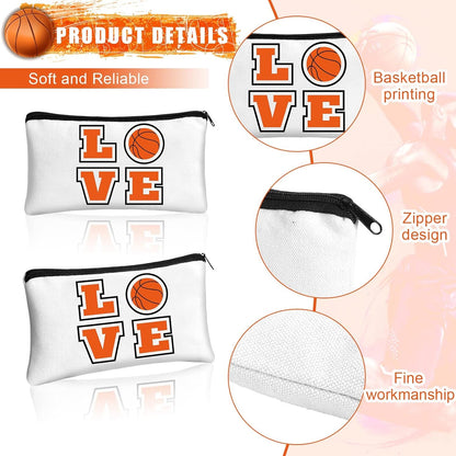 Moukeren 18 Pcs Basketball Gifts Basketball Makeup Bag Accessories Funny Travel Bags for Teen Cosmetic Zipper Pouch for Team Players Lover, 8.27 x 5.12 Inch