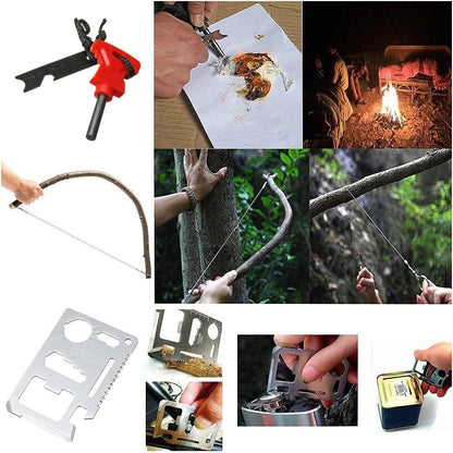 EZONEDEAL Survival Kit Outdoor Emergency Survival Tool Gear Kit for Camping Hiking Equipment Travelling or Adventures | Fire Starter, Compass, Blanket