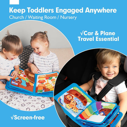 hahaland Busy Book for Toddlers 1-3 - Noah's Ark Montessori Toddler Busy Board - Quiet Book Educational Toddler Toys for 1 2 3 Year Old Boy Girls Gifts, Early Learning, Self-Exploration Travel Toys