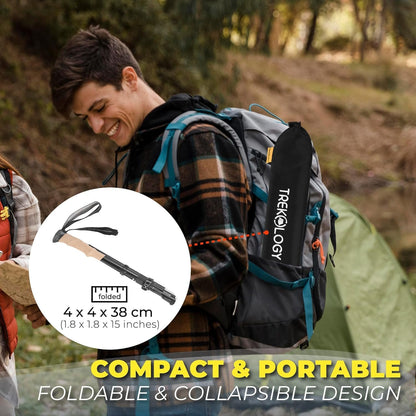 TREKOLOGY Trekking Poles – Adjustable, Collapsible Hiking,Walking Sticks for Men & Women, Lightweight Folding Poles for Backpacking, Seniors & Travel – TREKZ XE