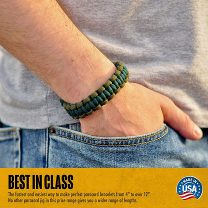 SpeedyJig PRO Paracord Bracelet Kit & Jig | Adjustable Frame | Craft 4” to 12” Survival Bracelets, Jewelry, Keychains | Craft Idea for Adults & Children | Includes Cords & Buckles | USA Made