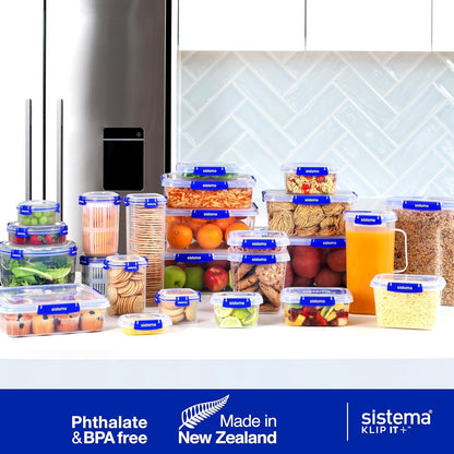 Sistema KLIP IT PLUS Food Storage Containers | 1 L | 4 Piece Airtight Containers Set | Leak-Proof Seal | Easy Locking Clips| BPA-Free