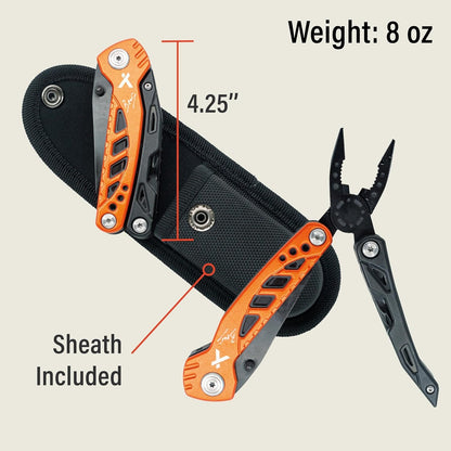 Utility Tool by Bear Grylls, Multitool Pocket Knife for Camping, Hiking, EDC and Survival, with Bottle & Can Opener, Pliers, Screwdriver, Sheath - Black Oxide Finish
