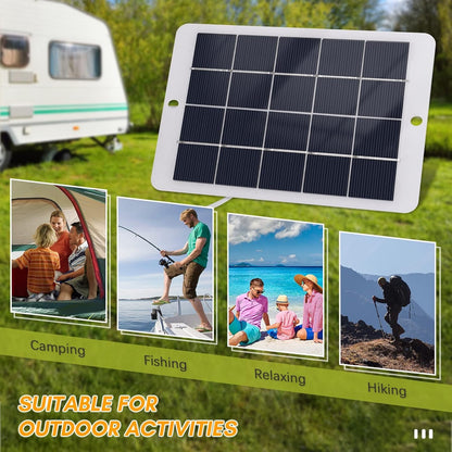 Solar Charger Power Bank,3W 5V Portable Solar Charger Waterproof Solar Panel Charger for Camping with USB Interface for Charging Mobile Phones Mini Fans LED Light