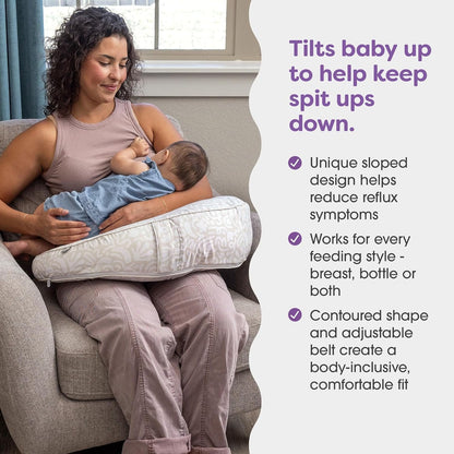 Boppy Uplift Nursing Pillow, Cream Retro Squiggles, Designed to Help Reduce Reflux Symptoms for Breastfeeding, Bottle Feeding or Combo-Feeding; Plus-Sized, Comfortably Contoured Feeding Pillow