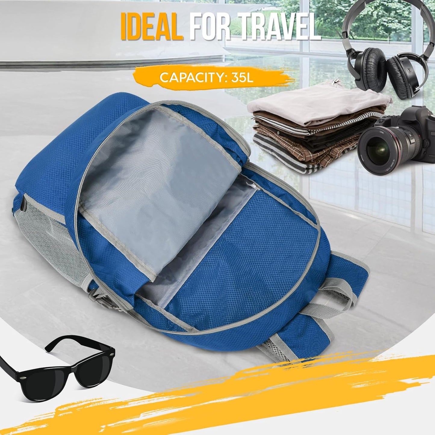 ZOMAKE Foldable Backpack 35L - Lightweight Packable Hiking Daypack Water Resistant Folding Backpacks for Travel Camping Outdoor
