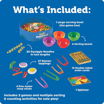 Learning Resources Noodle Knockout! Fine Motor Game,Fine Motor Skills Toys, 67 Pieces, Ages 4+