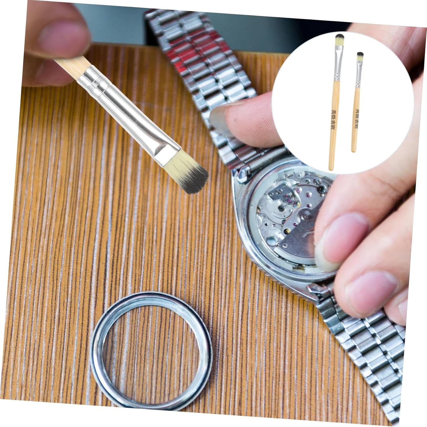 DECORNIJIA 2Pcs Watch Movement Cleaning Brushes Soft Bristles for Part Cleaning Essential Watch Repair Tool for Watchmakers and Practical Maintenance Accessories
