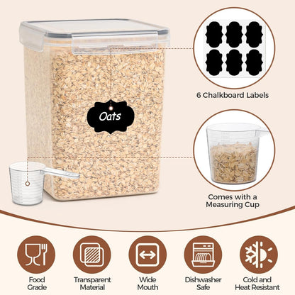 ComSaf Flour Cereal Storage Containers Set of 3 (5.2L/166oz) (2.5L/78oz*2), Large Airtight Food Storage Containers with Lids, Plastic Canisters Sets for Kitchen, Pantry Organizers for Rice and Baking