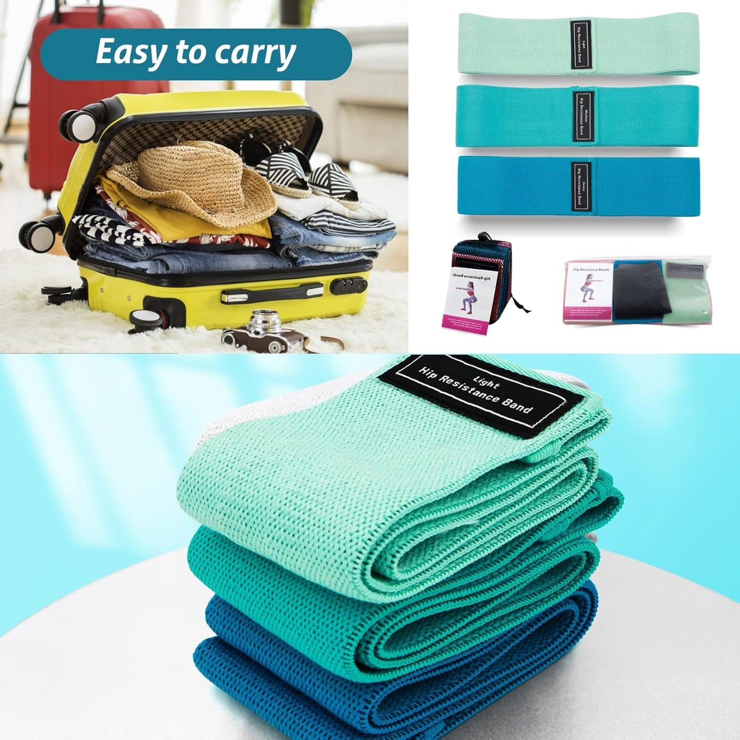 Houselog Resistance Bands Sets Portable Exercise Loops for Legs and Hip 3 Resistance Level Workout Weight Bands with Non-Slip Design Workout Flexbands for Home Gym Office Yoga Pilates