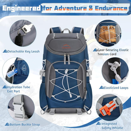RAINSMORE Packable Hiking Backpack for Men Women Foldable Camping Backpack 40L Waterproof Hiking Daypack Lightweight