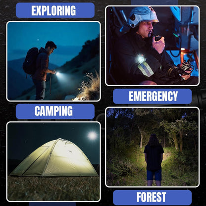 JB-arc LED Rechargeable Flashlight 10000LM Handheld Water Resistant Torch with Telescopic Zoom Perfect for Camping Hiking Outdoor and Emergency Night Light