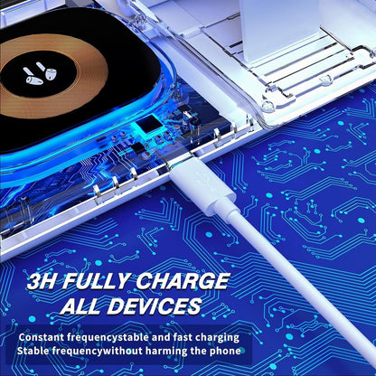 ZHAM 4in1 Foldable Wireless Charger, Total 23W Fast Wireless Charging Station Compatible with iWatch 8/7/SE/6/5/4/3/2,Air Pods 3/2/Pro,iPhone 14 13 12 11 Series/Samsung Galaxy S Note (White)