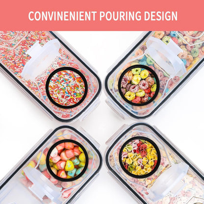 Large Dry Food Storage Containers with Lids, PRAKI 6PCS 4L Airtight Cereal Containers Storage, Leak-proof Canister Set for Kitchen Pantry Organizers and Storage with 20 Labels & Marker