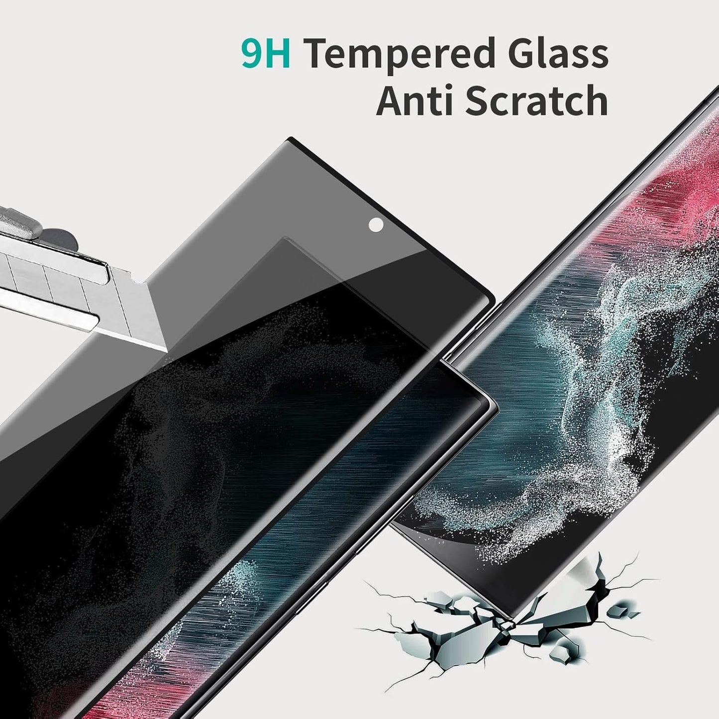 Galaxy S22 Ultra Privacy Screen Protector, QUESPLE 2 Pack Shatterproof Premium Tempered Glass Film for Samsung Galaxy S22 Ultra 5G Privacy Screen Protector[Does't Support Fingerprint Unlock]