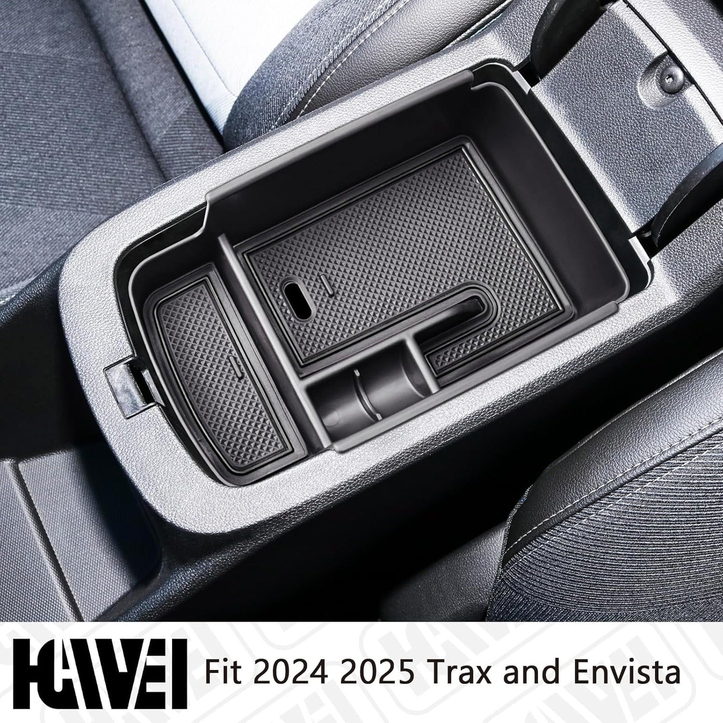 HGWEI Center Console Organizer Tray Compatible with 2024 2025 Chevrolet Trax and 2024 2025 Buick Envista Interior Accessories Insert Armrest Secondary Storage Box Coin Holder, Black