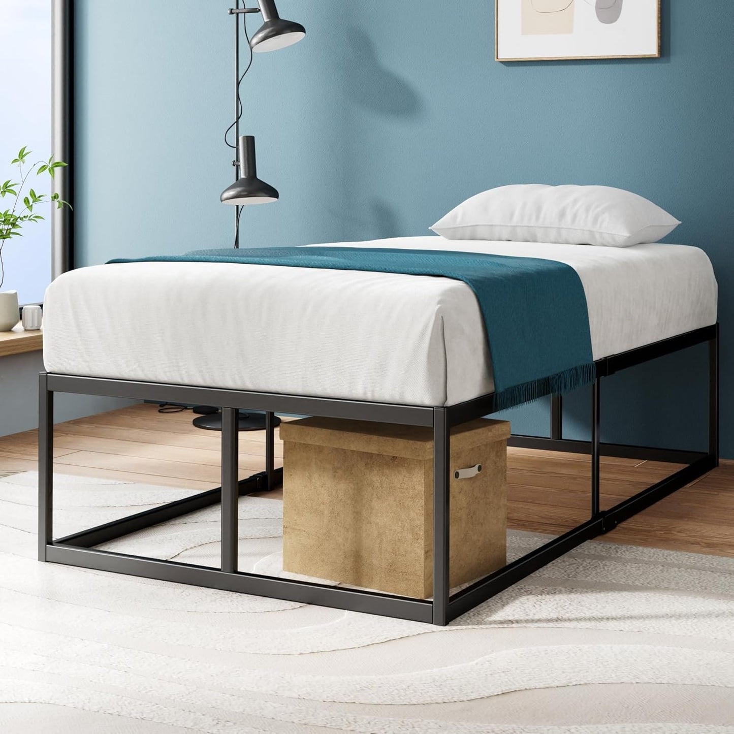 Zinus Twin Bed Frame - Joseph 18 Inch Metal Bed Frame with Wood Slat Support, No Box Spring Needed, Easy Assembly - Minimalist Platform Bed Frame with Underbed Storage Space, 5 Year Warranty, Twin