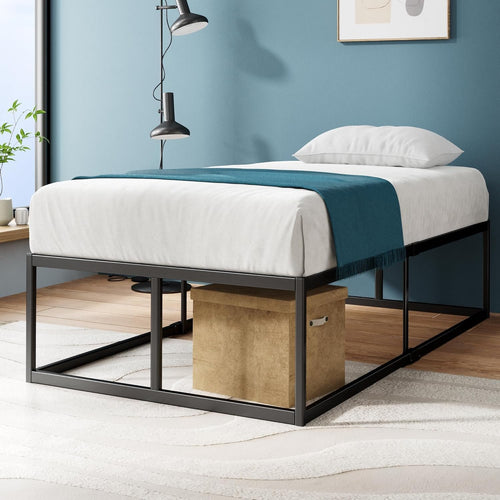 Zinus Twin Bed Frame - Joseph 18 Inch Metal Bed Frame with Wood Slat Support, No Box Spring Needed, Easy Assembly - Minimalist Platform Bed Frame with Underbed Storage Space, 5 Year Warranty, Twin