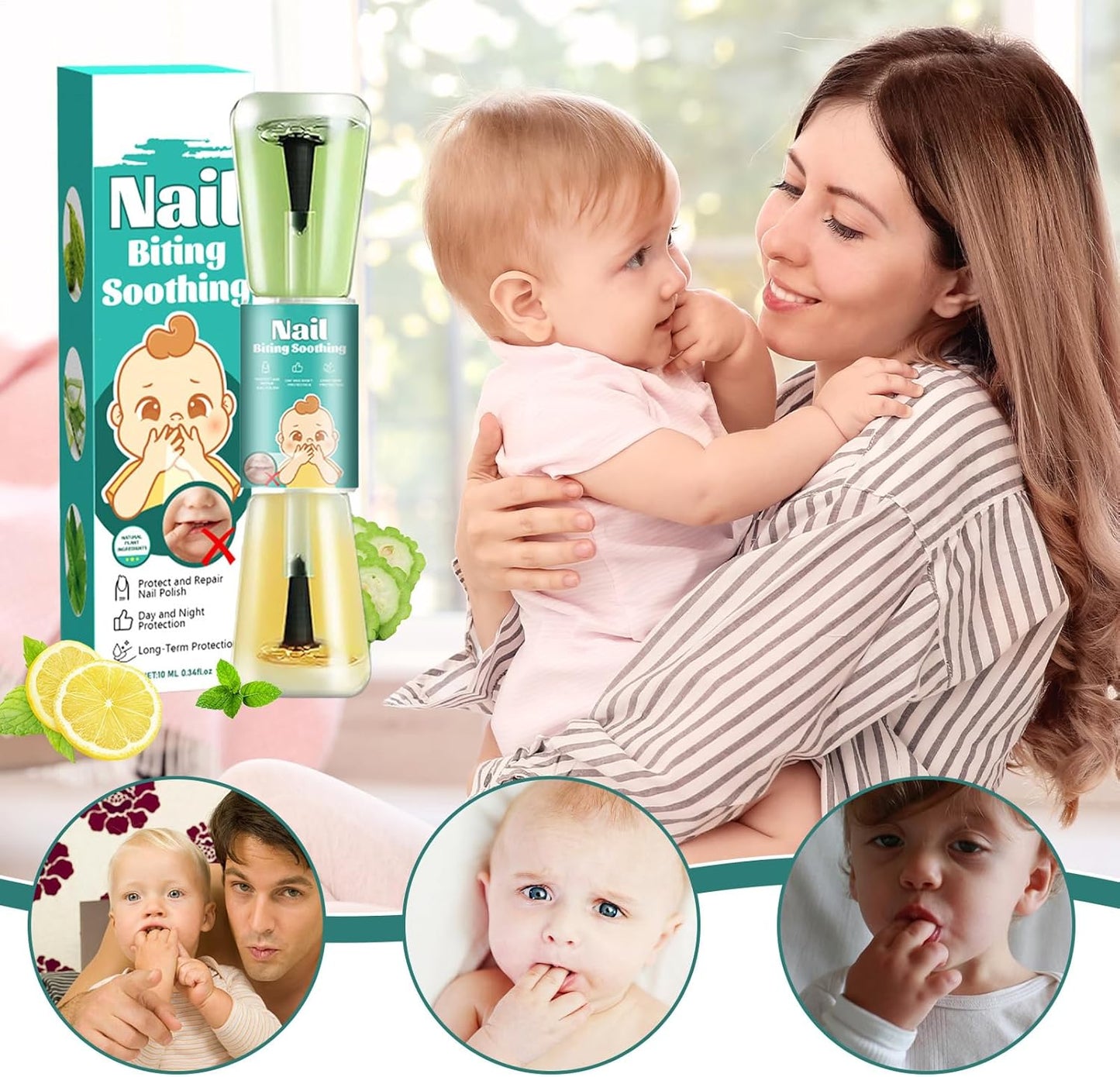 Nail Biting Polish, Natural Stopper for Kids, Thumb Sucking Deterring Formula, 10ml Effective & Safe Solution for Toddler Children, Fingernail Care Manicure Tools