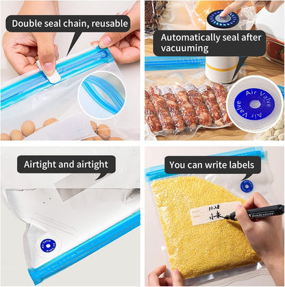 Reusable Sous Vide Bags, 20 PCS 3 Sizes (10 Pcs 8.5"x8", 5 Pcs 11"x 10" and 5 Pcs 13.5"x 10") Vacuum Sealer Zipper Bags for Food Storage, 3-in-1 Large Sous Vide Vacuum Bag for Meal Prep or Storage