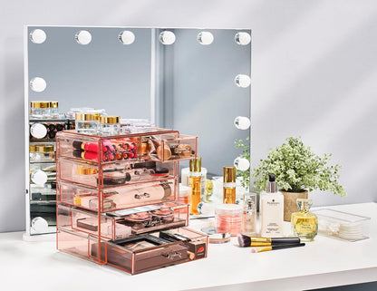 Sorbus Acrylic Makeup Organizer - Organization and Storage Case for Cosmetics Make Up & Jewelry - Big Clear Makeup Organizer for Vanity, Bathroom, College Dorm, Closet, Desk (4 Large, 2 Small Drawers)
