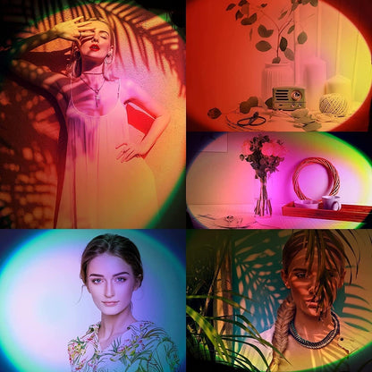 UanTii Tuya Smart Sunset Lamp Wireless Bluetooth Sunset Projector RGB Rainbow Atmosphere Led Light for Home Decoration App Control