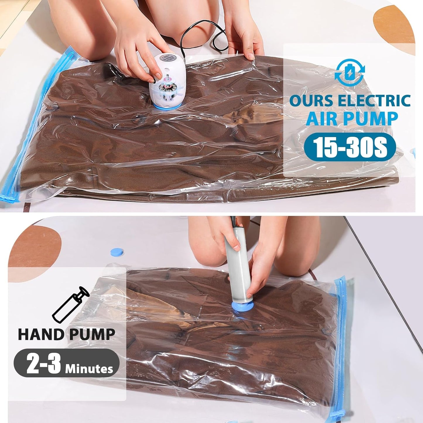 Jabykare 9 Pack Vacuum Storage Bags with Electric Air Pump - Travel Essentials Space Saver, Compression Bags, Travel accessories, Vacuum Sealer Bags for Home Storage & Organisation