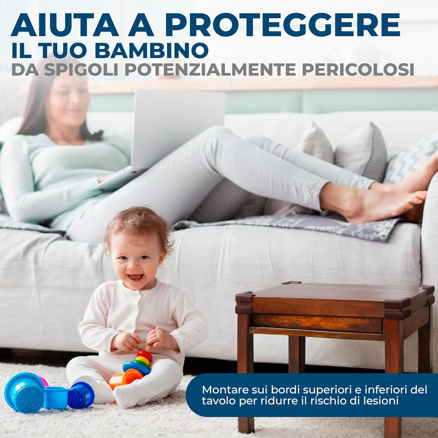 Hoffenbach 12 x Baby Corner Guards - Rubber Corner Protector for Furniture, Table and Edges - Self Adhesive Corner Guard, Baby Bump and Fall Protection, Safety for Children in the Home Brown