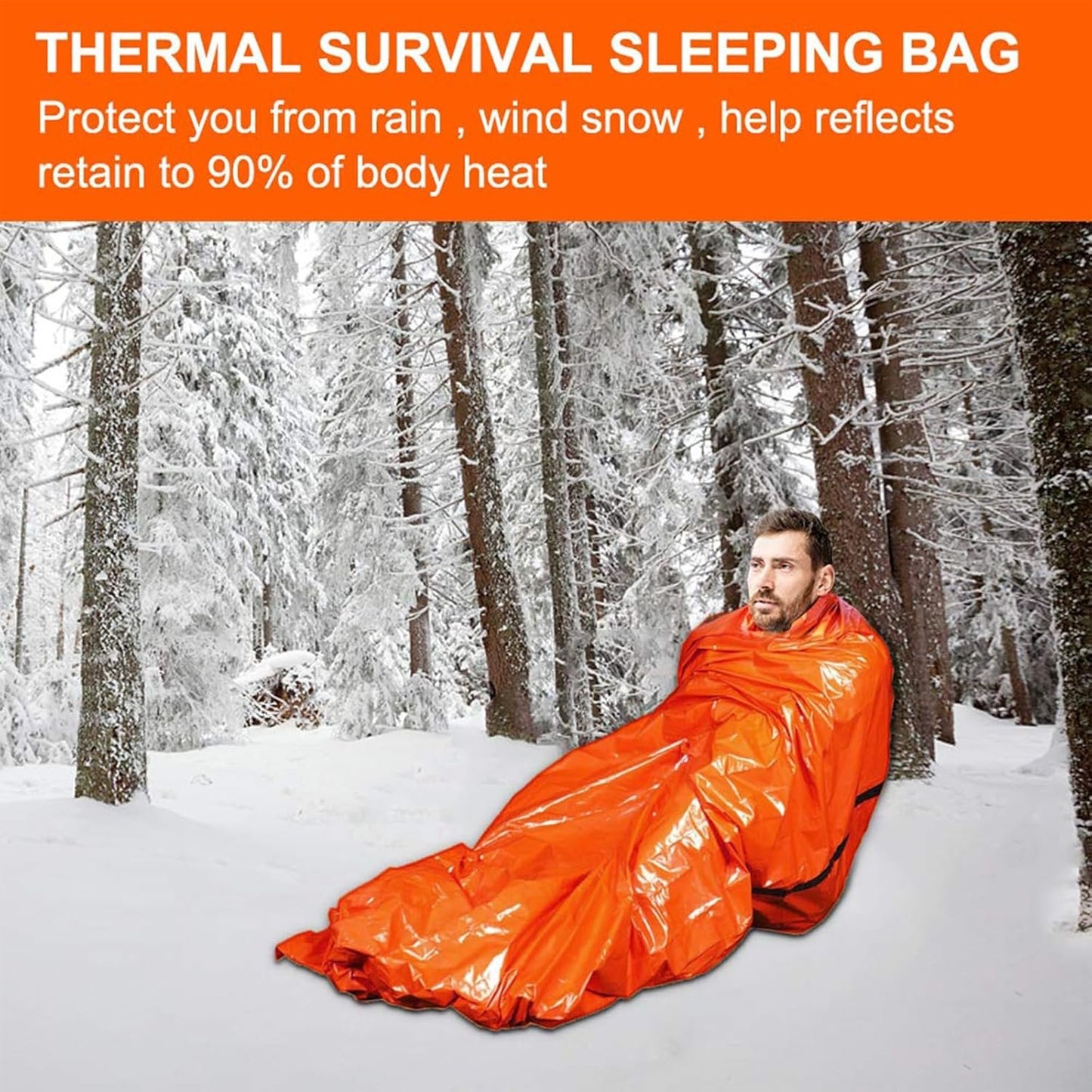 2 Pieces Bivvy Bag,Blanket Emergency Survival Sleeping Bag, Emergency Blanket, Survival Equipment, First Aid Rescue Blankets, Heat Repellent, Cold Protection, Waterproof with Whistle Bivouac