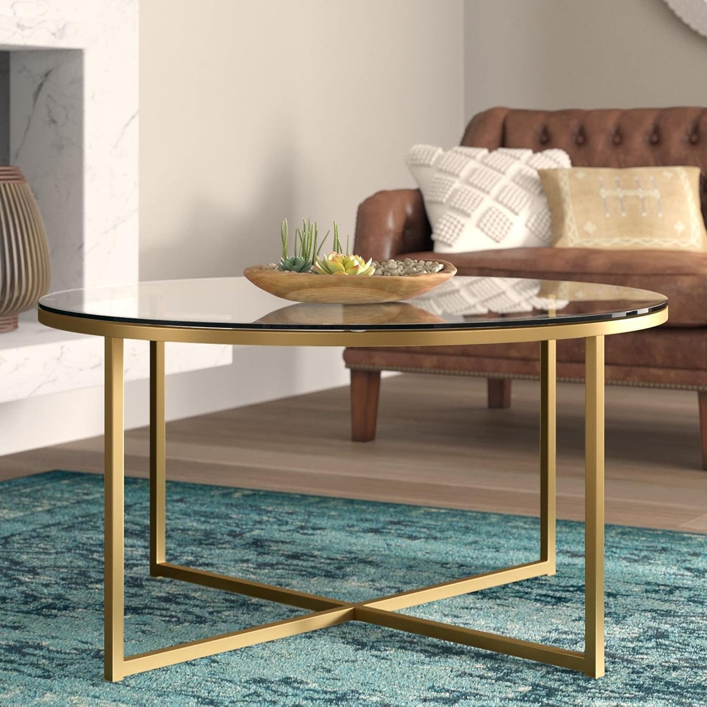 Btikita 36" Tempered Glass Table Top Round Transparent Table Surface 3/8" Thick Pencil Polished Edge Multipurpose for Dining, Coffee, Restaurant Tables