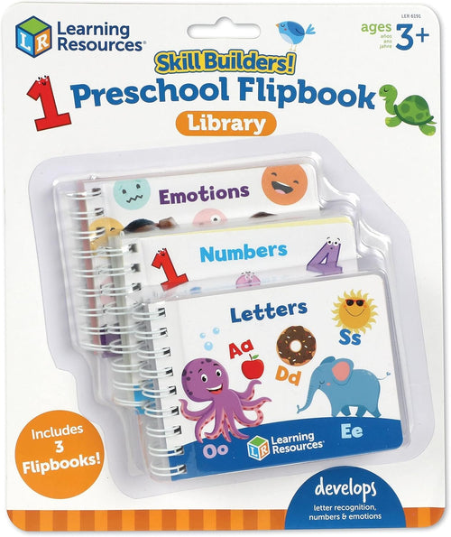 Learning Resources Skill Builders! Preschool Flipbook, Library Preschool, Learning Activities, Educational Toys for 1-3-Year-Olds, Toddler Activity Book, 3 Pieces, Ages 3+