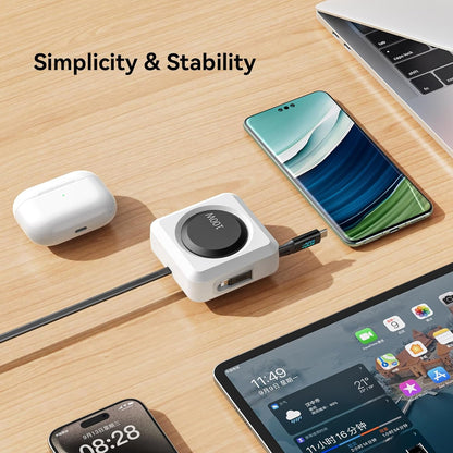 PZOZ 100W Retractable USB C Cable with LED Display, USB Multi Charging Cable with Lightning Micro Adapter Ports for iPhone 16 15 14 iPad Mac Samsung, Stickable Desktop Management Cord (1.5m)