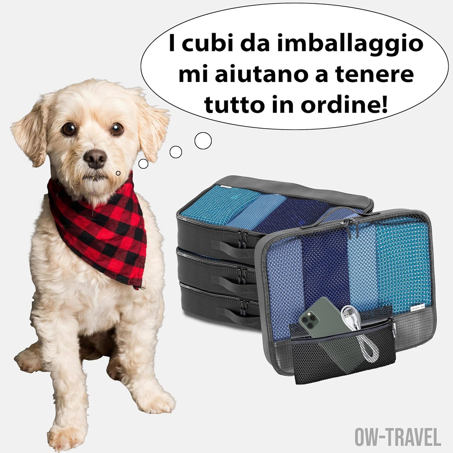 OW-Travel Travel Organizer Suitcase Set, Suitcase Organizer, Storage Bags for Suitcases. Packing Cubes Set Organizer Suitcase, 2) Black, Double Zipper Packaging Bags, Internal Stitching Finished