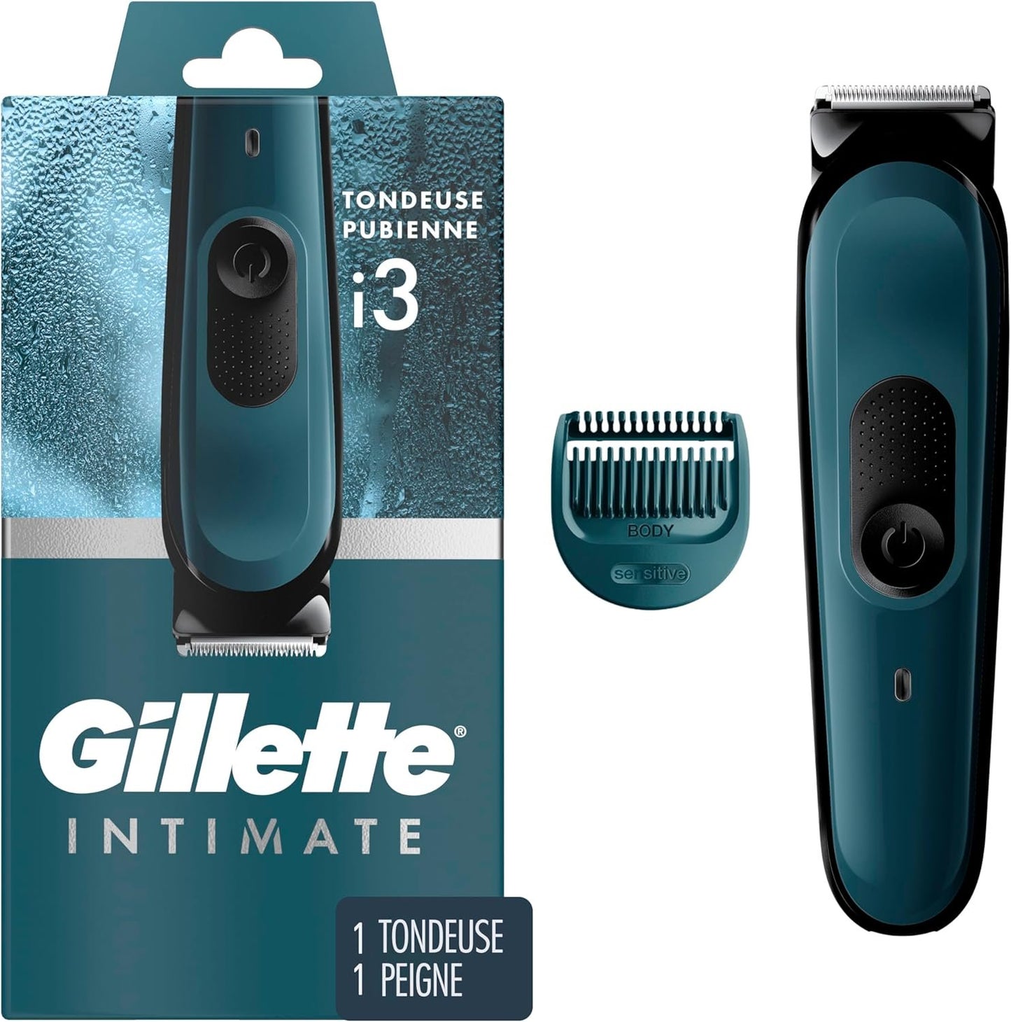 Gillette Intimate Men’s Pubic Hair Trimmer i3, SkinFirst Pubic Hair Trimmer For Men, Waterproof, Cordless For Wet/Dry Use, Shaver For Men, Lifetime Sharp Blades