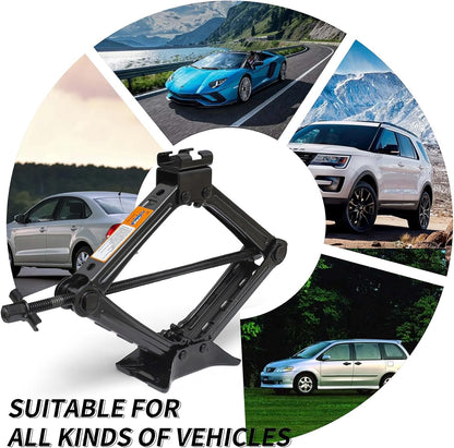 NUCHOICE 2 Ton Scissor Jack Tire Repair Kit – Heavy Duty Car Jack Set with Lug Wrench & Ratchet, Universal Emergency Tool Kit for Tire Changing – Fits Cars, SUVs, MPVs (4409 lbs Capacity)