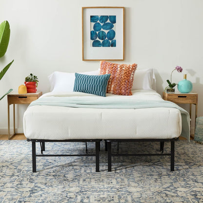 LINENSPA 14 Inch Folding Metal Platform Bed Frame - 13 Inches of Clearance - Tons of Under Bed Storage - Heavy Duty Construction - 5 Minute Assembly - Full