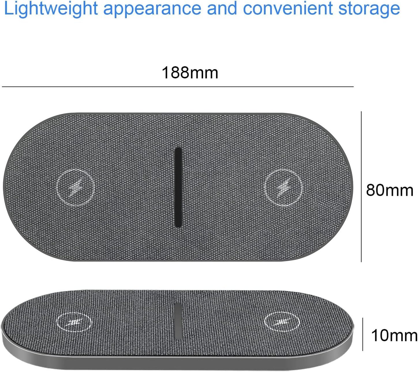 FDGAO Dual 20W Wireless Charger 2 in 1 Fast Wireless Charging Pad Station for iPhone 16 Pro Max/16 Pro/15/14/13/12/11/XS/XR/8 Plus, Airpods, for Samsung Galaxy/Note, Galaxy Buds (with AC Adapter)