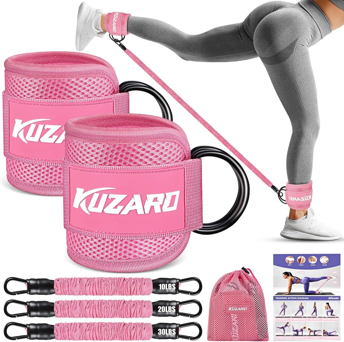 Resistance Bands with Ankle Straps, Ankle Weights Bands for Working Out, Exercise Bands for Women Leg and Glute, Booty Workout Equipment for Kickbacks, Butt and Hip Training