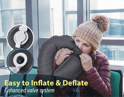 TREKOLOGY Inflatable Neck Pillow for Sleeping with Removable Pillow Covers, Inflatable Travel Pillow for Airplanes, Inflatable Neck Pillow Airplane, Travel Neck Support Pillow Blow Up Pillow