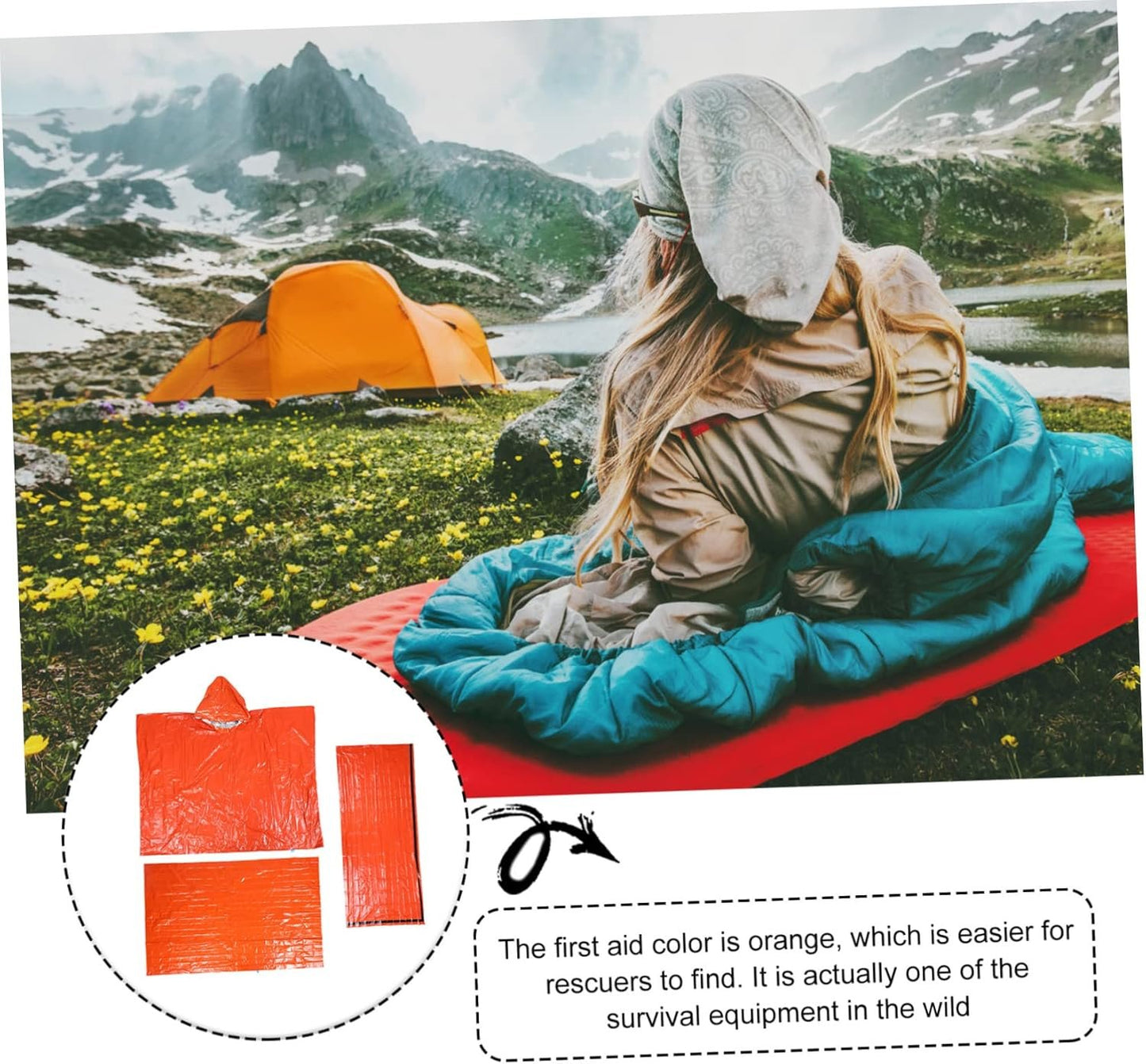 BESPORTBLE Insulated Thermal Blanket Survival Sleeping Bag Camping Tent Raincoat Set Essential Emergency Gear
