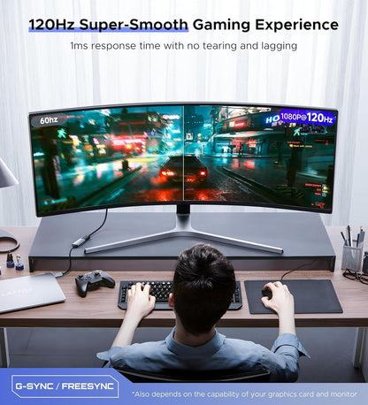 4K DisplayPort to HDMI Adapter WARRKY [Metal Case, Nylon Braided] One-Way ONLY from Display Port (DP) Computer to HDMI Screen 1080P@120Hz Converter Compatible with Nvidia, AMD. Male to Female. Passive