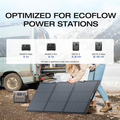 EF ECOFLOW 160 Watt Portable Solar Panel for Power Station, Foldable Solar Charger with Adjustable Kickstand, Waterproof IP68 for Outdoor Camping RV Off Grid System…
