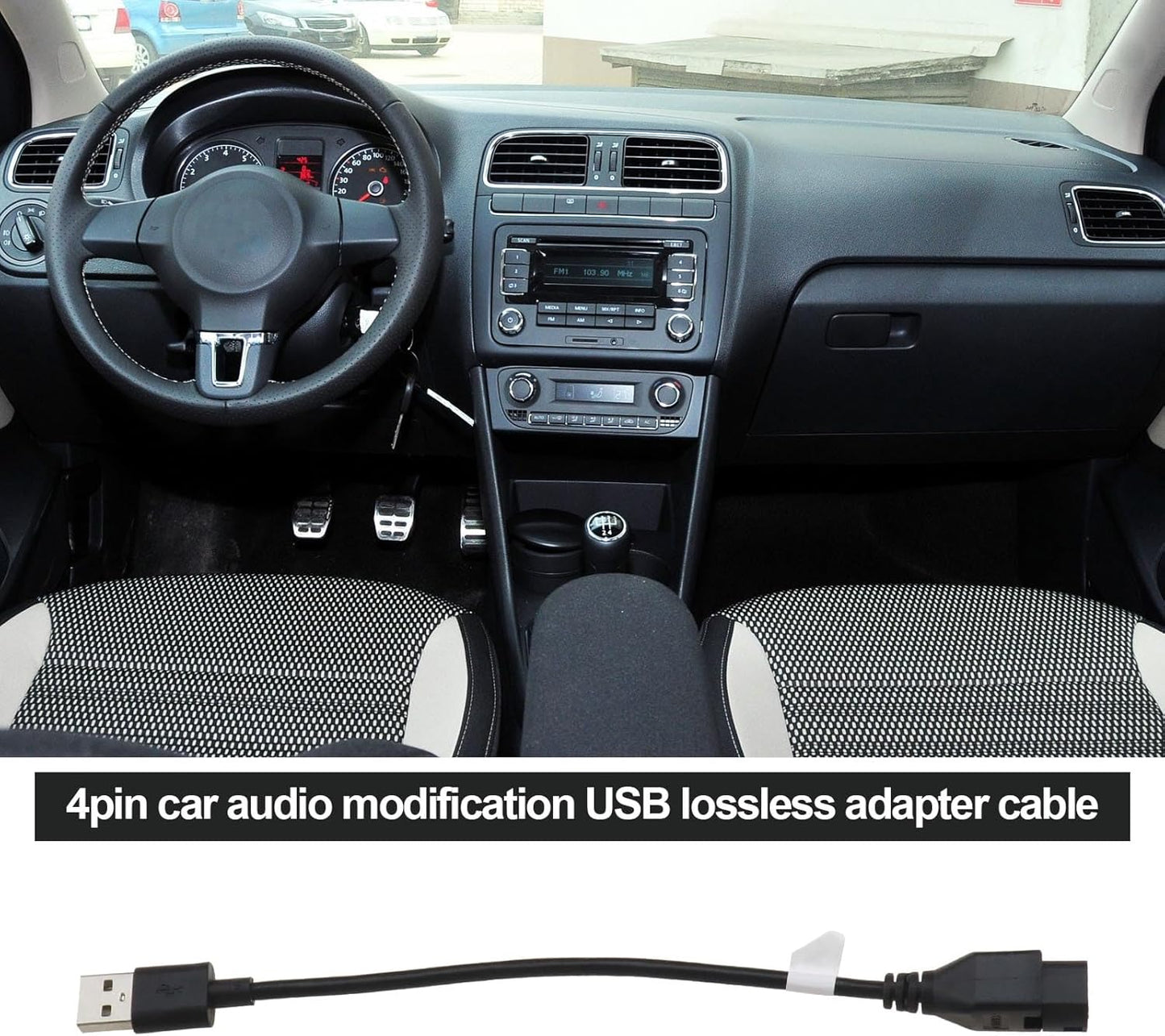 ECSiNG 2 Pieces USB Car Radio Cable Adapter Cable 4 Pin Compatible with Golf 5/6/7 Compatible with Jetta 5/6/B6/B7/B8 Compatible with VW RCD 510/RNS RCD 300