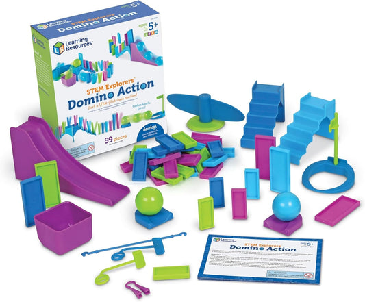 Learning Resources STEM Explorers Domino Action, STEM Toys for Kids, 59 Pieces, Age 5+