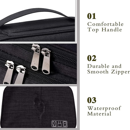 Electronic Accessories Bag, Three-Layer Travel Cable Organizer, Portable Storage Pouch, Universal Waterproof Carry Case for Adapter, Power Bank, Hard Drives, Power Cord, Kindle, Chargers, Mouse, Phone