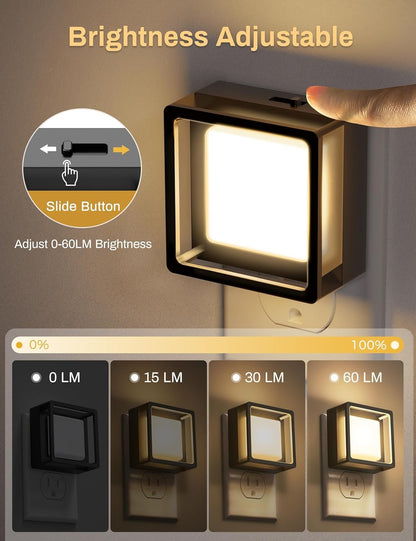 Night Light, DORESshop Night Lights Plug Into Wall [2 Pack] with Dusk-to-Dawn Sensor, LED Night Lights, Adjustable Brightness Veilleuse Enfant for Bathroom, Hallway, Bedroom,Stairway, Soft White
