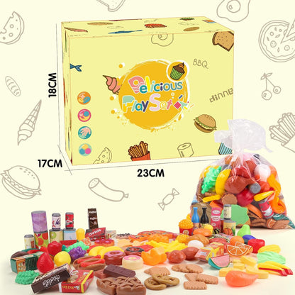KaeKid 137 PCS Pretend Play Food Toys for Kids Kitchen Accessories Set, Toy Food Assortment, Preschool Kitchen Toys for Kids Girls Boys
