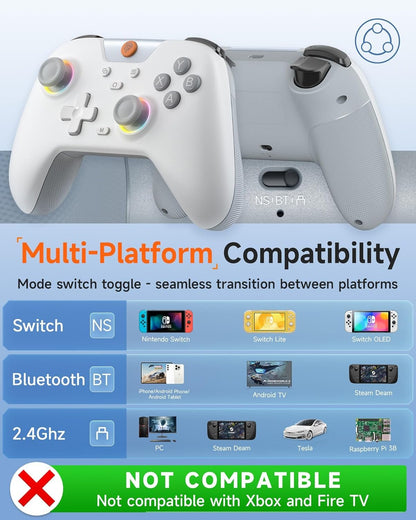 EasySMX X05 Wireless Controller for PC/Android/Steam Deck- Bluetooth Controller Gamepad with Hall Effect Joysticks and Trigger,Turbo,Rumble Vibration and RGB Lighting