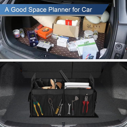 Femuar Car Trunk Organizer,Car Storage Organizer with 72L Large Capacity Waterproof Collapsible and 11 Pockets,Trunk Organizer for Car Suv/Jeep/Sedan Black